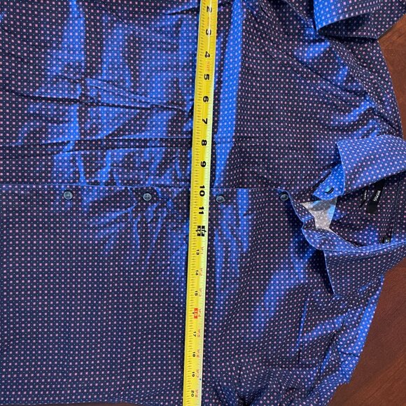 Hugo Boss Mens Slim Fit Purple Patterned Cotton Button-Up Shirt Size 41/16 - Picture 9 of 14